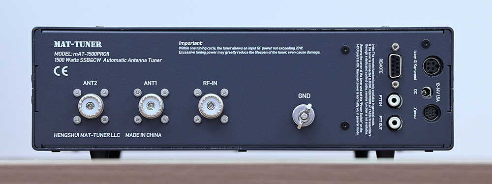 mAT-1500ProII Rear Panel